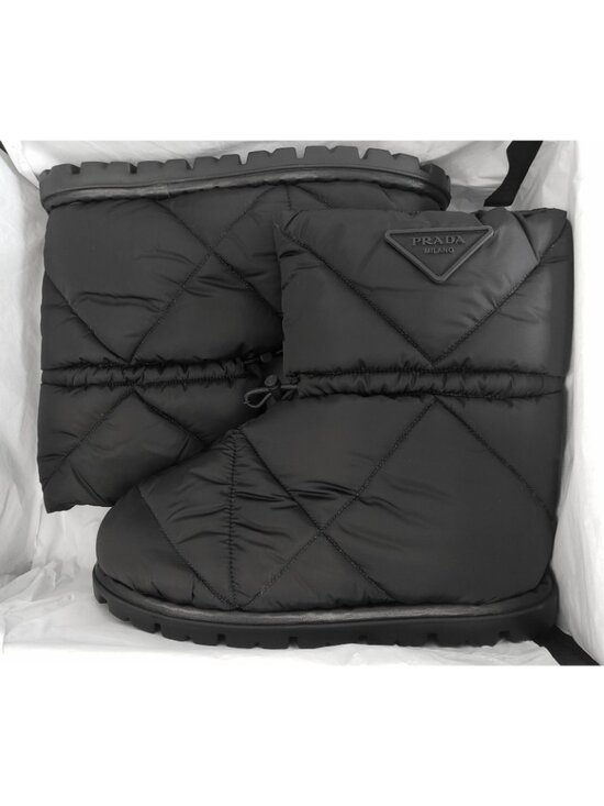 $1120 Prada Blow 19 Quilted Nylon Drawstring Snow Boots Black Size 9 main image 6